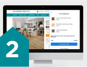 screenshot of Step 2 of buying flooring samples putting in shopping cart